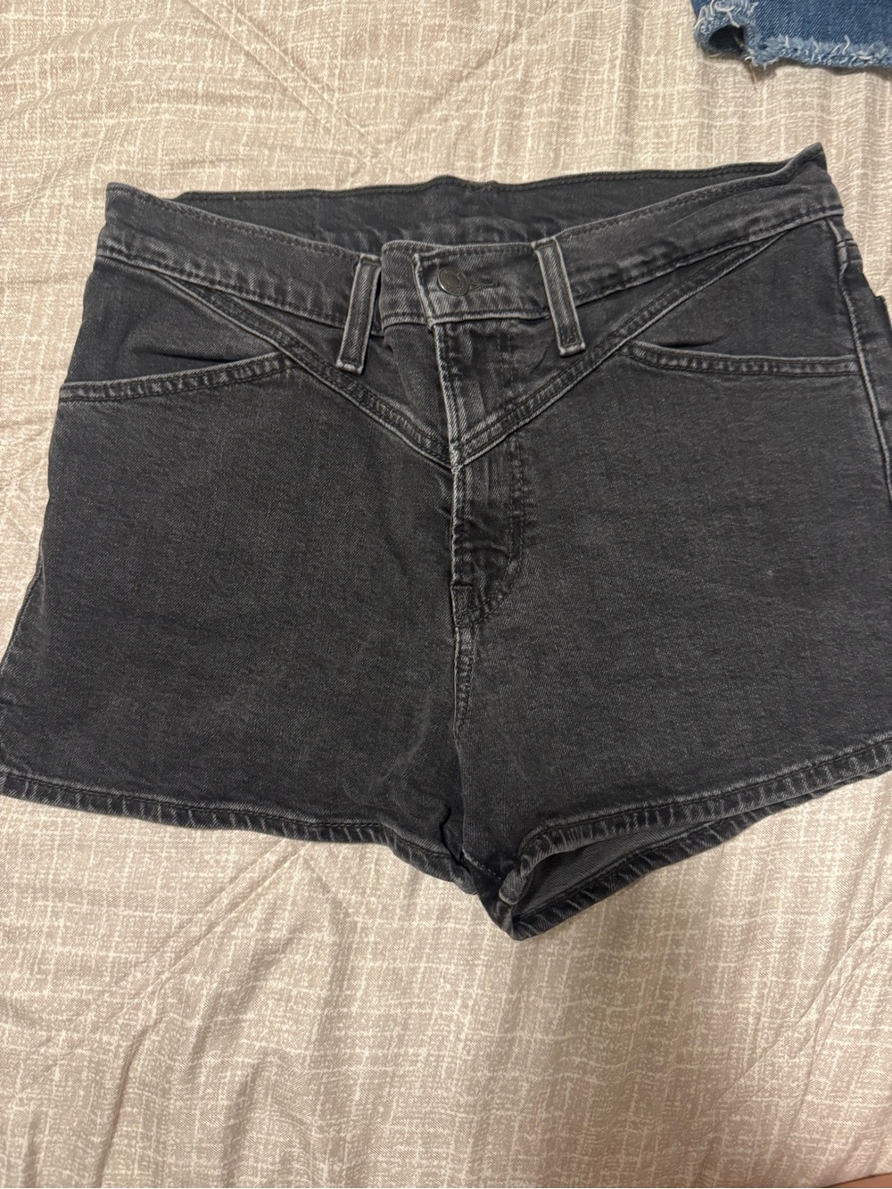 Levi's High Rise Black Denim Shorts W29